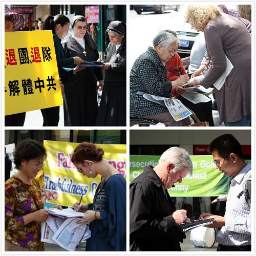 悉尼市民踊跃在“制止中共活摘法轮功学员器官”征签表上签名